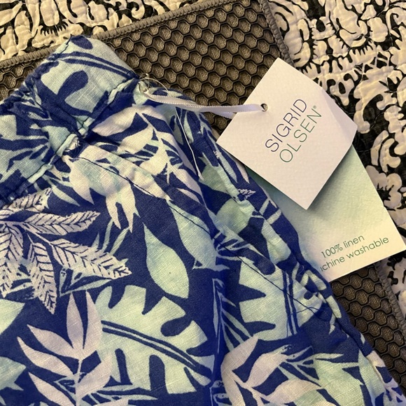 NWT Singred Olsen Linen drawstring shorts S - Picture 3 of 5